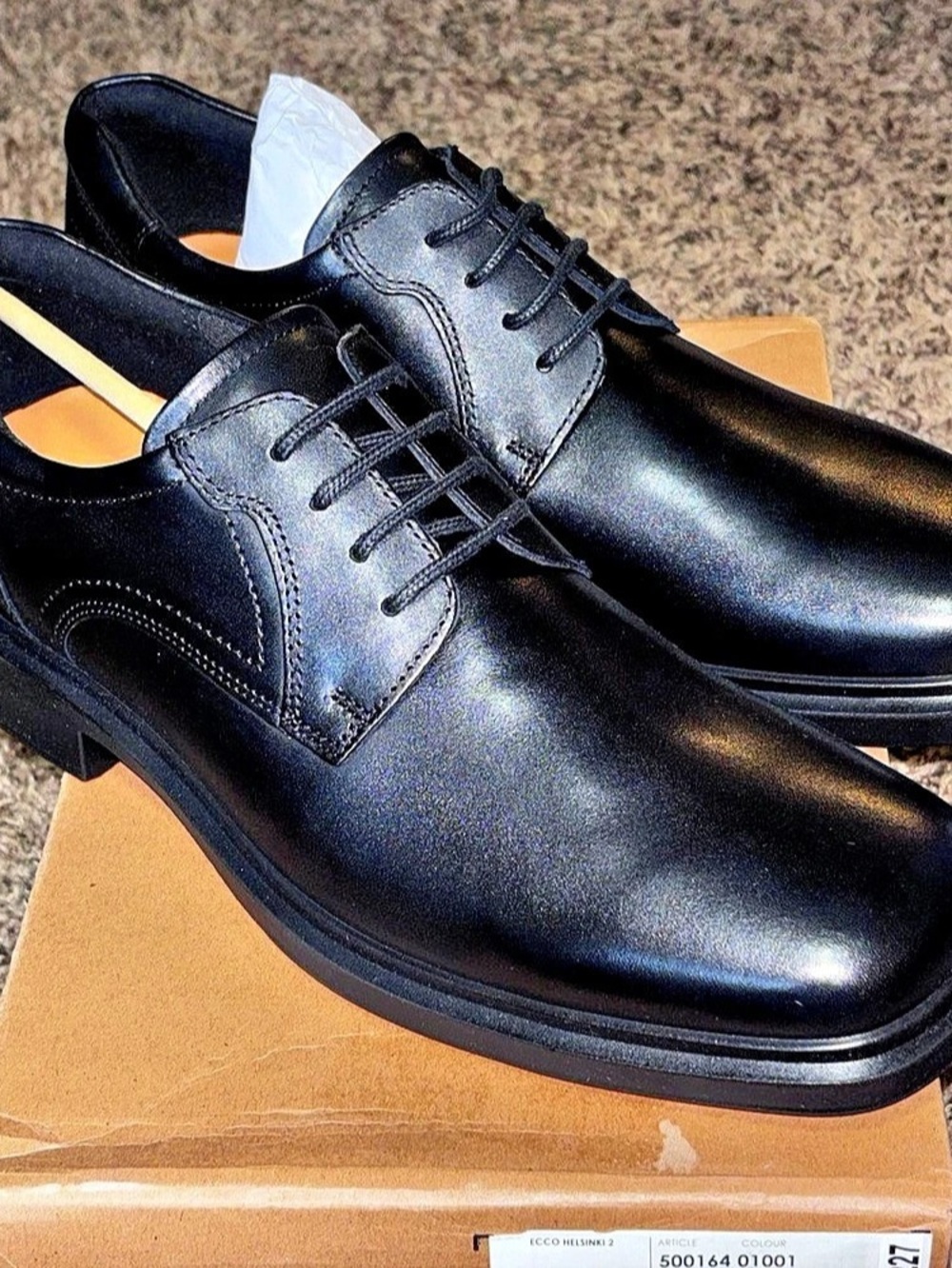 Ecco Helsinki 2 Dress Shoes Men’s Size 44 10 - 10.5 Bike Toe Black Leather New